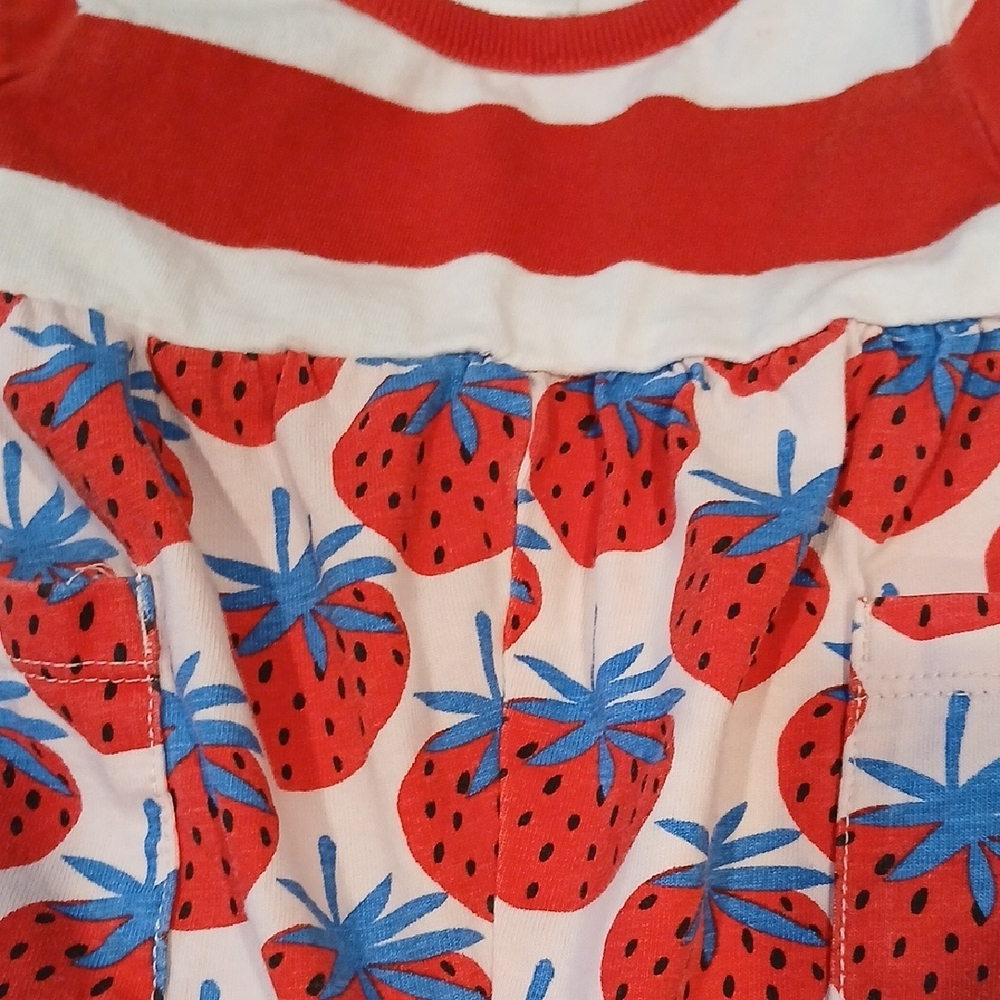 Hanna Andersson Red & White Strawberry Print One-Piece Bodysuit - Picture 4 of 6